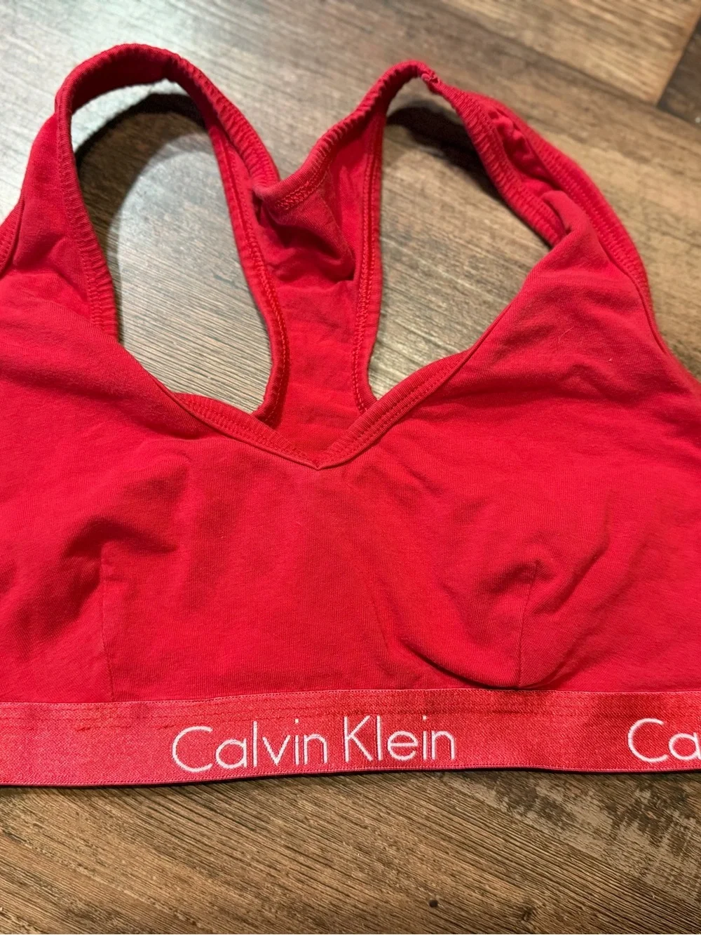 Calvin Klein Red Racerback Logo Bralette